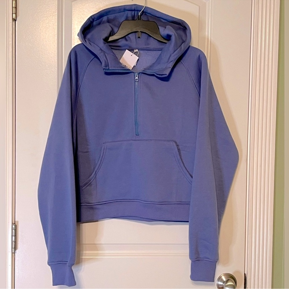 New Cropped Hoodies Half Zip Fleece Pullover Quarter Zip Up